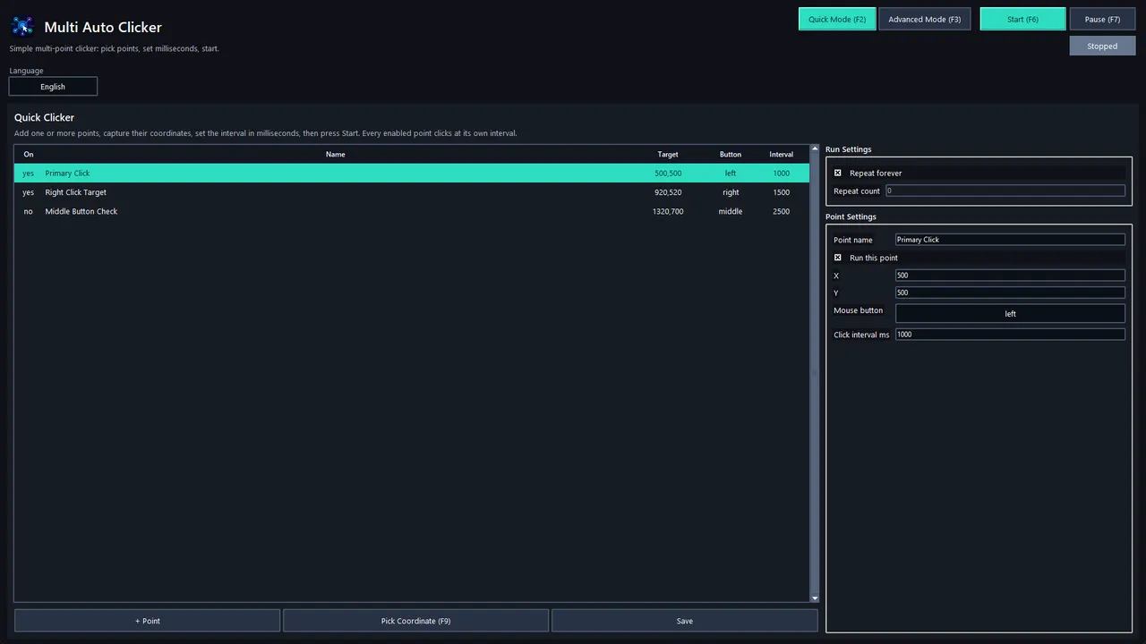 Multi Auto Clicker screenshot 1