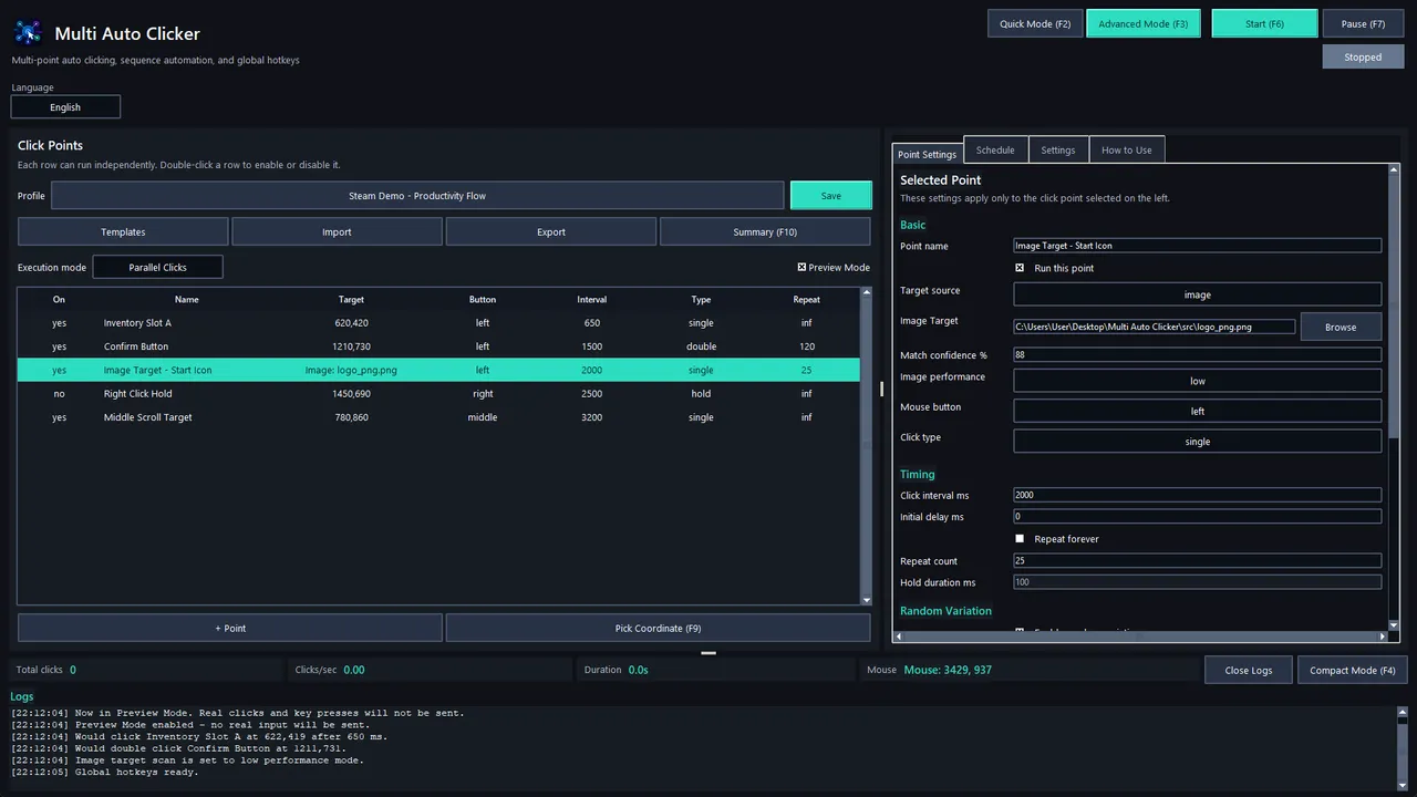 Multi Auto Clicker screenshot 2