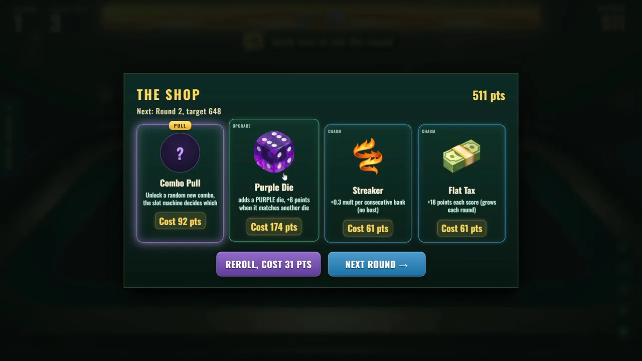 Dice & Dare : A Push-Your-Luck Casino-Style Dice Roguelike screenshot 2